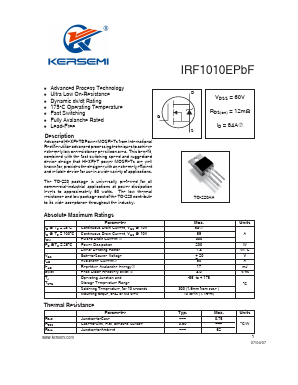IRF1010EPBF Datasheet PDF Kersemi Electronic Co., Ltd.