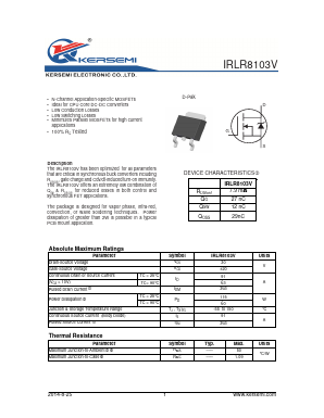 IRLR8103V Datasheet PDF Kersemi Electronic Co., Ltd.