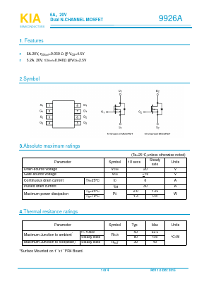 9926A Datasheet PDF KIA Semiconductor Technology