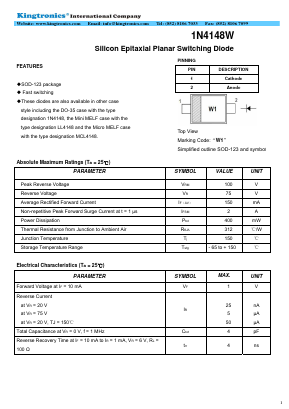 1N4148W Datasheet PDF Kingtronics International Company