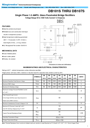 DB101S Datasheet PDF Kingtronics International Company