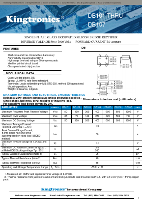 DB104 Datasheet PDF Kingtronics International Company