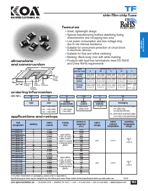 TF16SN0.63 Datasheet PDF KOA Speer Electronics, Inc.