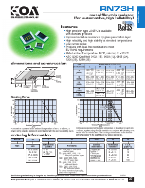RN73H1JTTD3651B10 Datasheet PDF KOA Speer Electronics, Inc.