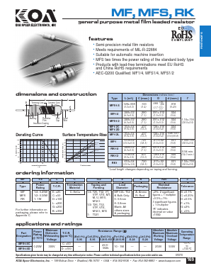 MFS1/2D Datasheet PDF KOA Speer Electronics, Inc.