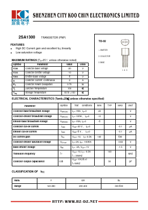 A1300 Datasheet PDF SHENZHEN KOO CHIN ELECTRONICS CO., LTD.