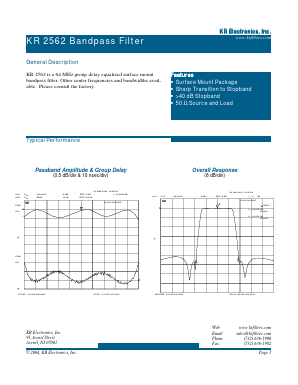 2562 Datasheet PDF KR Electronics, Inc.