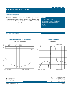 2589 Datasheet PDF KR Electronics, Inc.