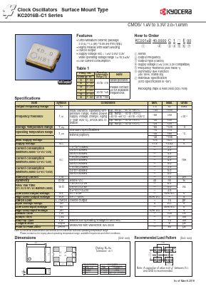 KC2016B40.0000C16E00 Datasheet PDF Kyocera Kinseki Corpotation