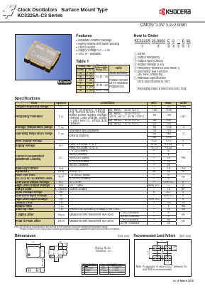 KC3225A25.0000C3GE00 Datasheet PDF Kyocera Kinseki Corpotation