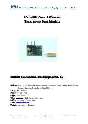 KYL-500S Datasheet PDF SHENZHEN KYL COMMUNICATION EQUIPMENT CO,LTD.