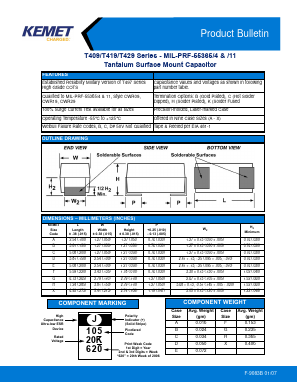 T429D105J020MK4252 Datasheet PDF KEMET