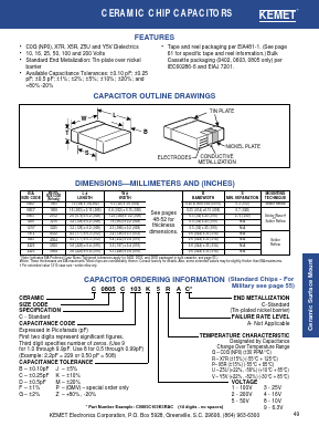 C0805C393B3PAC Datasheet PDF KEMET