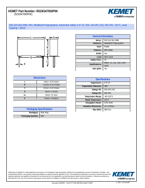 R523I347050P0K Datasheet PDF KEMET