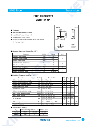 2SB1114-L-HF Datasheet PDF KEXIN Industrial