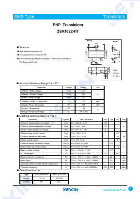 2SA1022-HF Datasheet PDF KEXIN Industrial