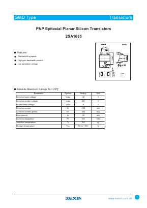 2SA1685 Datasheet PDF KEXIN Industrial