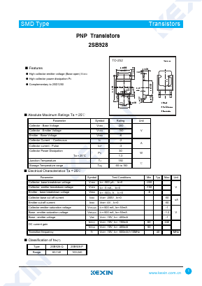 2SB928 Datasheet PDF KEXIN Industrial