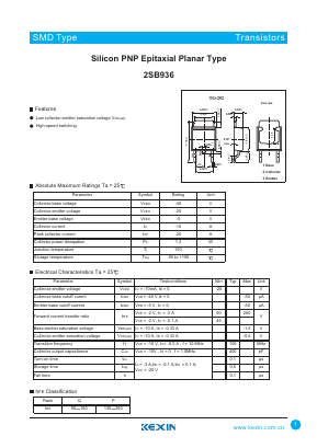 2SB936 Datasheet PDF KEXIN Industrial