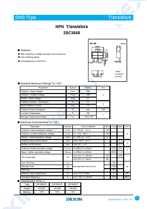 2SC3648 Datasheet PDF KEXIN Industrial