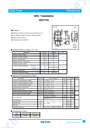 2SD1745 Datasheet PDF KEXIN Industrial