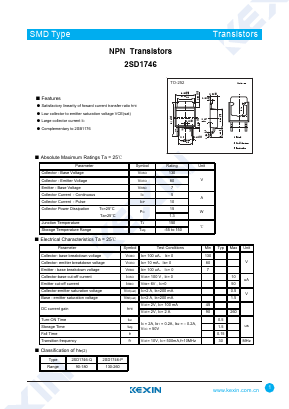 2SD1746 Datasheet PDF KEXIN Industrial