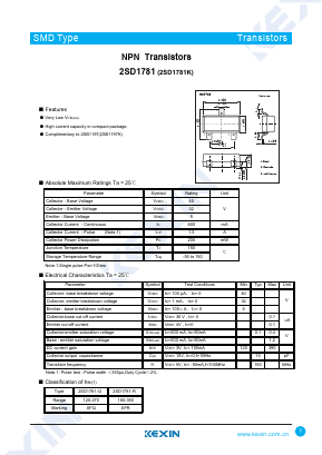 2SD1781-R Datasheet PDF KEXIN Industrial