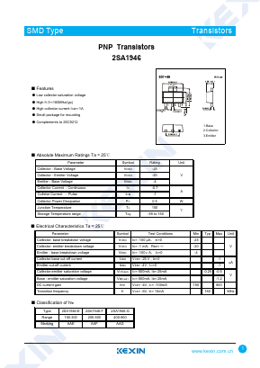 2SA1946 Datasheet PDF KEXIN Industrial