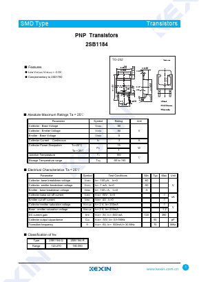 2SB1184 Datasheet PDF KEXIN Industrial