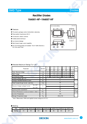 1N4001-HF Datasheet PDF KEXIN Industrial