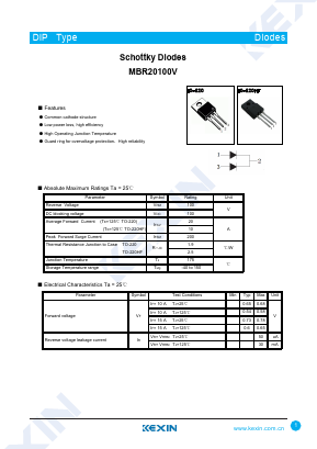 MBR20100V Datasheet PDF KEXIN Industrial