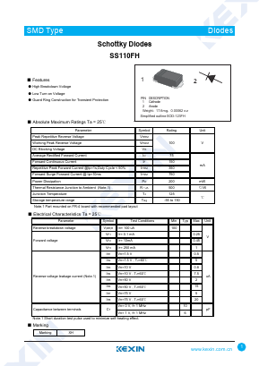 SS110FH Datasheet PDF KEXIN Industrial