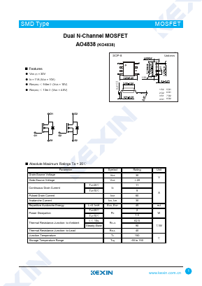 AO4838 Datasheet PDF KEXIN Industrial