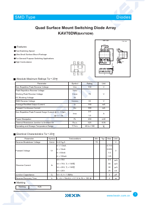 BAV70DW Datasheet PDF KEXIN Industrial