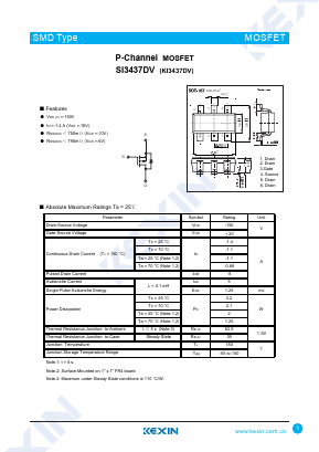 SI3437DV Datasheet PDF KEXIN Industrial