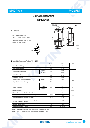 NDT20N06 Datasheet PDF KEXIN Industrial