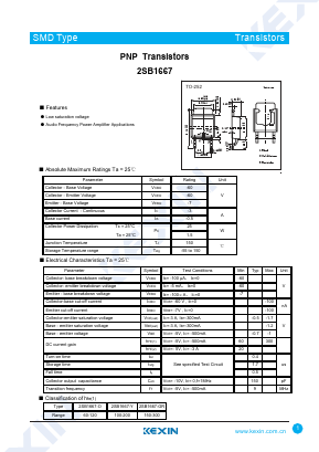 2SB1667-O Datasheet PDF KEXIN Industrial