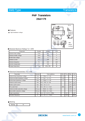 2SA1179 Datasheet PDF KEXIN Industrial