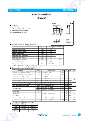 2SA1463-K Datasheet PDF KEXIN Industrial