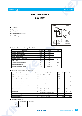 2SA1587 Datasheet PDF KEXIN Industrial