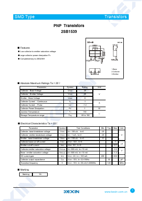 2SB1539 Datasheet PDF KEXIN Industrial