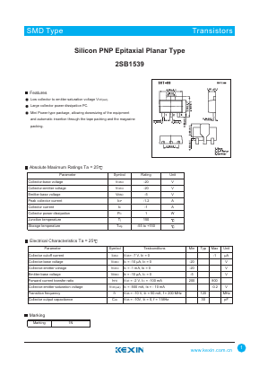 2SB1539 Datasheet PDF KEXIN Industrial