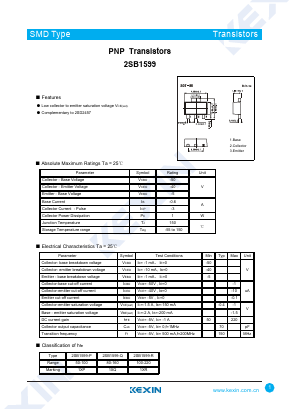 2SB1599 Datasheet PDF KEXIN Industrial