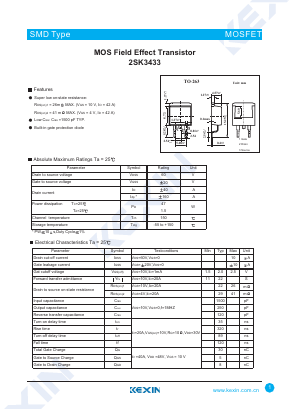 2SK3433 Datasheet PDF KEXIN Industrial