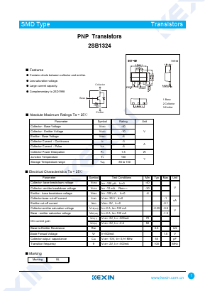 2SB1324 Datasheet PDF KEXIN Industrial