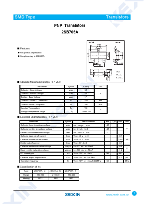 2SB709A Datasheet PDF KEXIN Industrial