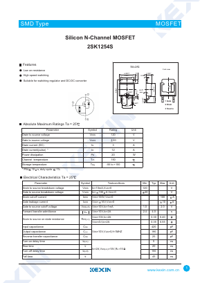 2SK1254S Datasheet PDF KEXIN Industrial