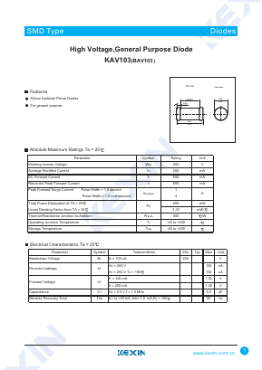 BAV103 Datasheet PDF KEXIN Industrial