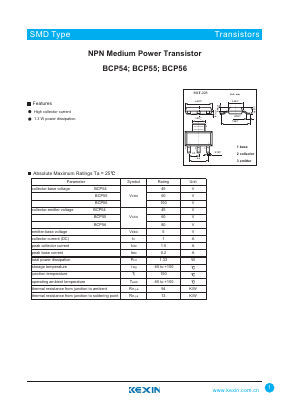 BCP54-16 Datasheet PDF KEXIN Industrial