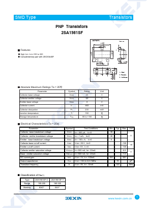 2SA1981SF Datasheet PDF KEXIN Industrial